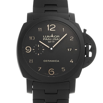 パネライ ルミノール 1950 トゥットネロ 3デイズ GMT オートマティック チェラミカ PAM00438 ブラック メンズ 時計 【中古】【wristwatch】