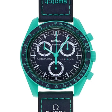 スウォッチ OMEGA×スウォッチ　ミッション・オン・アース  ポーラーライツ SO33L103 ダークブルー メンズ 時計 【中古】【wristwatch】