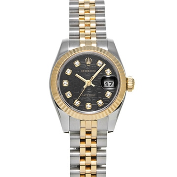 ロレックス デイトジャスト 179173G ブラックコンピュータ/ダイヤモンド レディース 時計 【中古】【wristwatch】
