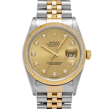ロレックス デイトジャスト 16233G シャンパン/ダイヤモンド メンズ 時計 【中古】【wristwatch】
