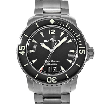 ブランパン フィフティ ファゾムス　ラージデイト 5050-12B30-98B ブラック メンズ 時計 【中古】【wristwatch】