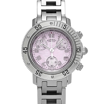 エルメス クリッパー ダイバー クロノグラフ CL2.310 ピンクシェル レディース 時計 【中古】【wristwatch】