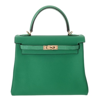エルメス ケリー 25 内縫い タッチ ミント リザード/トゴ レディース バッグ 【中古】【bag】
