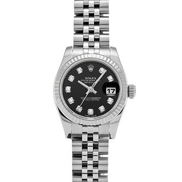 ロレックス デイトジャスト 179174G ブラック/ダイヤモンド レディース 時計 【中古】【wristwatch】
