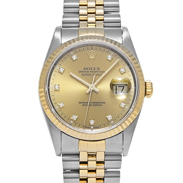 ロレックス デイトジャスト 16233G シャンパン/ダイヤモンド メンズ 時計 【中古】【wristwatch】