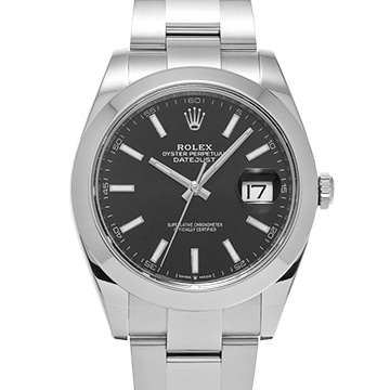 ロレックス デイトジャスト 41 126300 ブライトブラック メンズ 時計 【中古】【wristwatch】