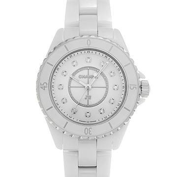 シャネル J12 33MM H5703 ホワイトラッカー/ダイヤモンド レディース 時計 【中古】【wristwatch】