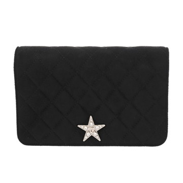 シャネル マトラッセ チェーンウォレット ブラック スエード/ライトストーン レディース バッグ 【中古】【bag】