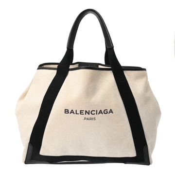 バレンシアガ ネイビーカバス M ホワイト/ブラック 339936 1065 F 002123 キャンバス/レザー ユニセックス バッグ 【中古】【bag】