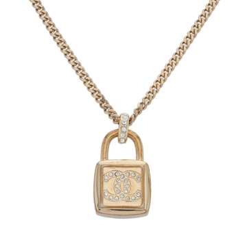 シャネル ネックレス ゴールド/ホワイト GP/ラインストーン レディース ジュエリー 【中古】【jewelry】
