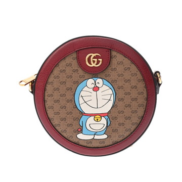 グッチ GUCCI×ドラえもん ベージュ/エボニー/ボルドー 625216 520981 ミニGGスプリームキャンバス/レザー レディース バッグ 【中古】【bag】