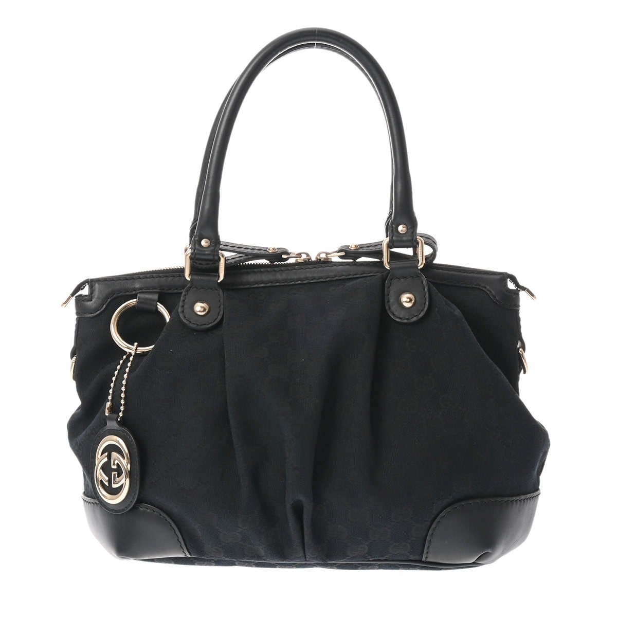 グッチ 2way ハンドバッグ ブラック 247902 203998 GGキャンバス/レザー レディース バッグ 【中古】【bag】