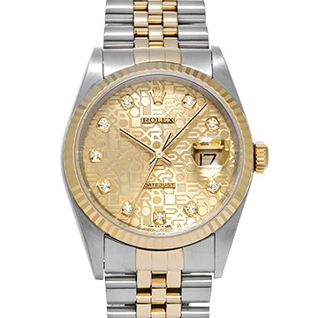 ロレックス デイトジャスト 16233G シャンパンコンピュータ/ダイヤモンド メンズ 時計 【中古】【wristwatch】