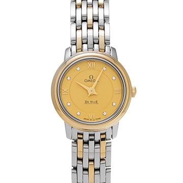 オメガ デ・ヴィル プレステージ クォーツ 424.20.24.60.58.001 イエロー/ダイヤモンド レディース 時計 【中古】【wristwatch】