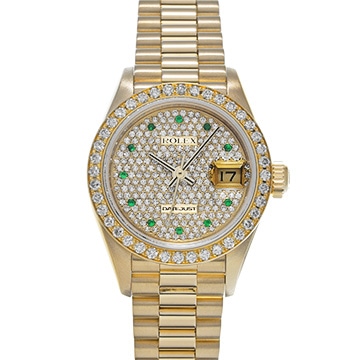 ロレックス デイトジャスト 69138ZE ダイヤモンド/エメラルド レディース 時計 【中古】【wristwatch】