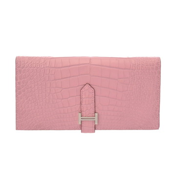 エルメス ベアン スフレ バブルガムピンク アリゲーターマット レディース 財布 【未使用】【purse】