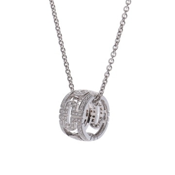 ブルガリ オープンパレンテシ ネックレス フルパヴェ シルバー CL854242 K18ホワイトゴールド WG レディース ジュエリー 【中古】【jewelry】