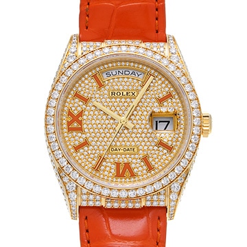 ロレックス デイデイト 36 128158RBR パヴェダイヤモンド メンズ 時計 【中古】【wristwatch】