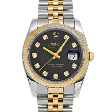 ロレックス デイトジャスト 116233G ブラック/ダイヤモンド メンズ 時計 【中古】【wristwatch】