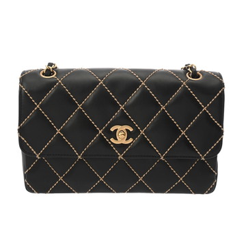 シャネル ワイルドステッチ チェーンショルダー ブラック カーフスキン レディース バッグ 【中古】【bag】