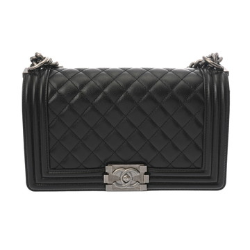 シャネル ボーイシャネル チェーンショルダー 25cm  ブラック A67086 キャビアスキン レディース バッグ 【中古】【bag】