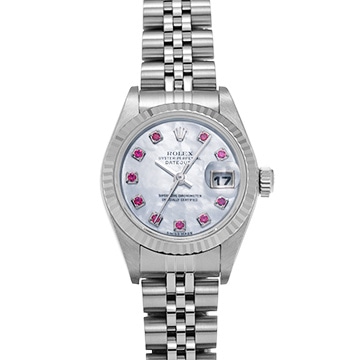 ロレックス デイトジャスト 79174NGR ホワイトシェル/ルビー レディース 時計 【中古】【wristwatch】