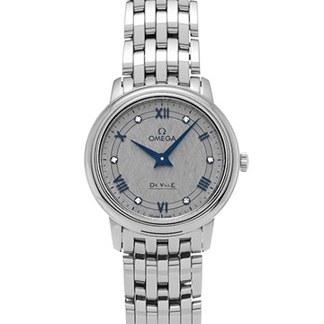オメガ デ・ヴィル プレステージ クォーツ 424.10.27.60.56.002 グレー/ダイヤモンド レディース 時計 【中古】【wristwatch】