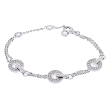 ブルガリ ブルガリブルガリ オープンワーク ブレスレット #ML シルバー 357937 K18ホワイトゴールド WG レディース ジュエリー 【中古】【jewelry】