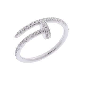 カルティエ ジュストアンクルリング SM #51 セミパヴェ シルバー K18ホワイトゴールド WG レディース ジュエリー 【中古】【jewelry】