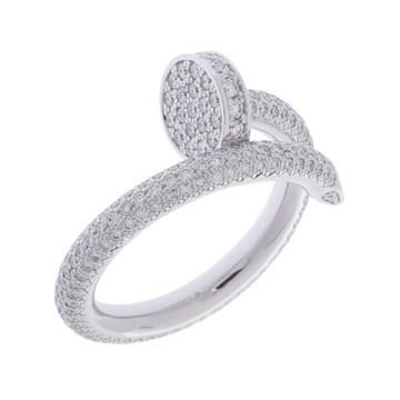 カルティエ ジュストアンクルリング #48 フルパヴェ シルバー K18ホワイトゴールド WG レディース ジュエリー 【中古】【jewelry】