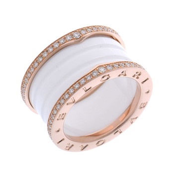 ブルガリ B-ZERO1 リング #52 ゴールド 349964 K18ピンクゴールド PG/ホワイトセラミック ユニセックス ジュエリー 【中古】【jewelry】