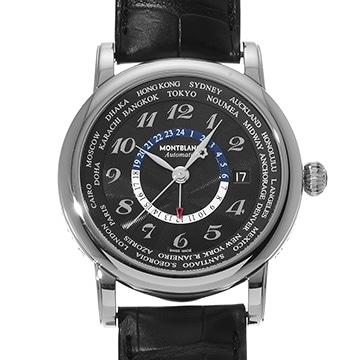 モンブラン スター ワールドタイム GMT 109285 ブラック メンズ 時計 【中古】【wristwatch】