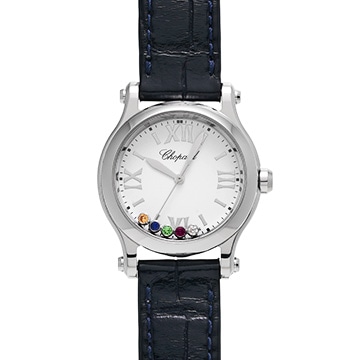 ショパール ハッピースポーツ 30MM 日本限定 278590-3009 ホワイト/ダイヤモンド/ルビー/ツァボライト/サファイア レディース 時計 【中古】【wristwatch】