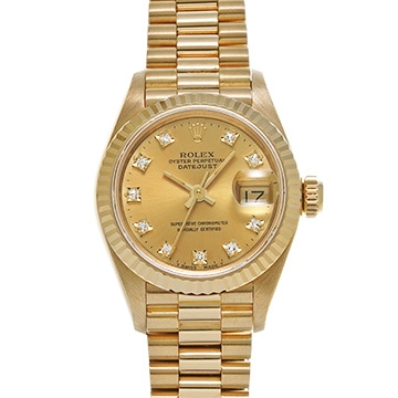 ロレックス デイトジャスト 69178G シャンパン/ダイヤモンド レディース 時計 【中古】【wristwatch】