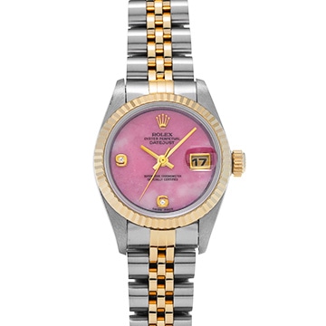 ロレックス デイトジャスト 69173 ローズジャスパー/ダイヤモンド レディース 時計 【中古】【wristwatch】