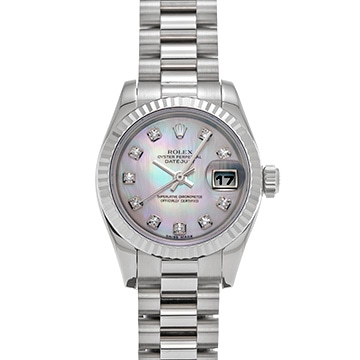 ロレックス レディ デイトジャスト 179179NG ピンクシェル/ダイヤモンド レディース 時計 【中古】【wristwatch】