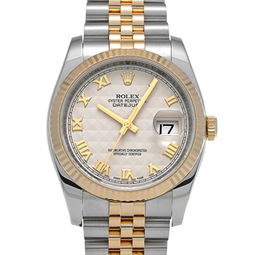 ロレックス デイトジャスト 116233 アイボリーピラミッド メンズ 時計 【中古】【wristwatch】