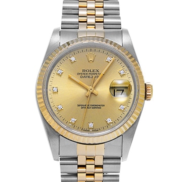 ロレックス デイトジャスト 16233G シャンパン/ダイヤモンド メンズ 時計 【中古】【wristwatch】