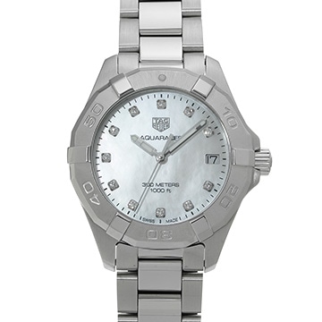 タグ ホイヤー アクアレーサー クォーツ WBD1314.BA0740 ホワイトシェル/ダイヤモンド レディース 時計 【中古】【wristwatch】