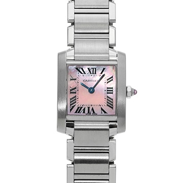 カルティエ タンクフランセーズ SM W51028Q3 ピンクシェル レディース 時計 【中古】【wristwatch】