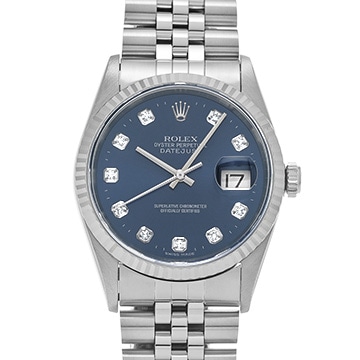 ロレックス デイトジャスト 16234G ブルー/ダイヤモンド メンズ 時計 【中古】【wristwatch】