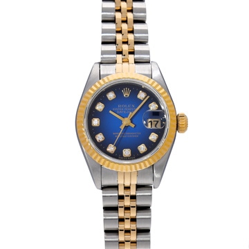 ロレックス デイトジャスト 69173G ブルー・グラデーション/ダイヤモンド レディース 時計 【中古】【wristwatch】