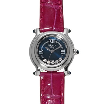 ショパール ハッピースポーツ 27/8245-23 ダークブルー/ダイヤモンド レディース 時計 【中古】【wristwatch】