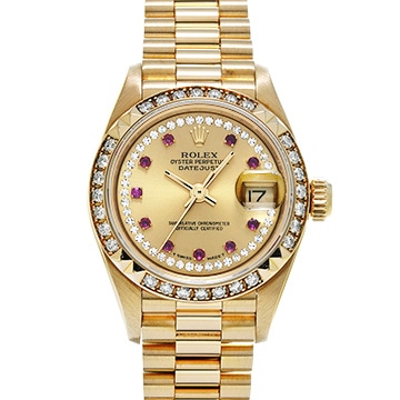 ロレックス デイトジャスト 69268LR シャンパン/ダイヤモンド/ルビー レディース 時計 【中古】【wristwatch】