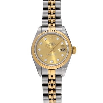 ロレックス デイトジャスト 69173G シャンパン/ダイヤモンド レディース 時計 【中古】【wristwatch】