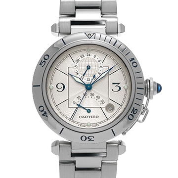 カルティエ パシャ 38mm GMT パワーリザーブ W31037H3 シルバー メンズ 時計 【中古】【wristwatch】