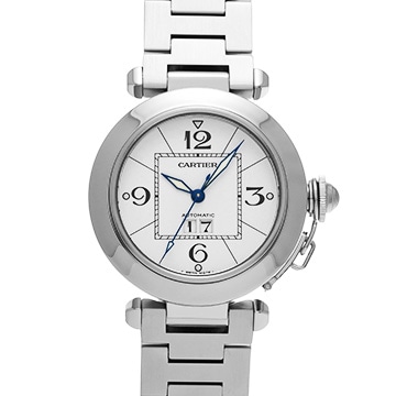カルティエ パシャC ビッグデイト W31055M7 ホワイト ユニセックス 時計 【中古】【wristwatch】