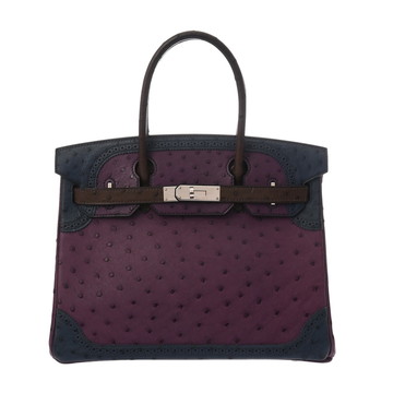 エルメス バーキン 30 ギリーズ ブルードマルド/マロンドインディ/ヴィオレ オーストリッチ/エヴァーカラー レディース バッグ 【中古】【bag】