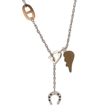 エルメス ネックレス ボン ヴォヤージュ ブラック/ドレ/シルバー金具 バッファローホーン/ラッカーメタル レディース ジュエリー 【新品】【jewelry】