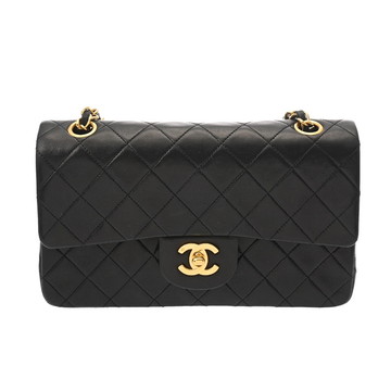 シャネル マトラッセ Wフラップ Wチェーンショルダー 23 ブラック A01113 ラムスキン レディース バッグ 【中古】【bag】